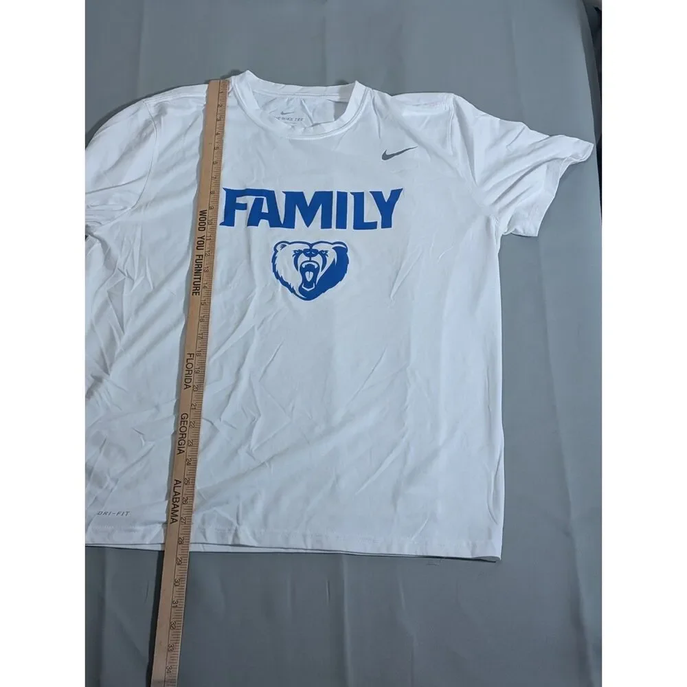 Nike Dri-FIT Family Bear Logo High School Athletic T-Shirt White Blue Men’s XL